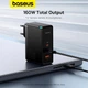 Мережевий зарядний пристрій адаптер Baseus GaN5 Pro Digital Fast Charger |2C+U, 160W/3A, PD3.1/QC| + кабель USB Type-C to USB Type-C 1m Чорний - зображення 11