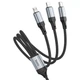 Кабель HOCO X102 Fresh 3-in-1 charging data cable USB to Lightning+Type-C+Micro-USB 1m Black (6942007608794) - зображення 3