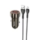 Адаптер автомобільний Hoco Micro USB Cable Blue shield single port Car charger Z46 |1USB, 18W/3A, QC| Колір Grey - изображение 1