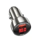 Адаптер автомобільний Hoco Leader dual-port Car charger with digital display Z50 |1USB/1Type-C, 48W/3A, PD/QC| metal-grey - изображение 3