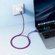 Кабель HOCO X116 Meridian charging data cable Type-C to Type-C 60W 3A 1m Purple - изображение 4