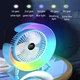 Вентилятор настольный аккумуляторный Fan Portable USB RBG подсветка синий - изображение 4
