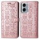 Чохол Embossed Cat and Dog для Motorola Moto G04s книжка шкіра PU з візитницею рожеве золото - зображення 4