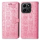 Чехол Embossed Cat and Dog для Infinix GT 20 Pro / X6871 книжка кожа PU с визитницей розовый - изображение 4