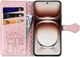 Чохол Embossed Cat and Dog для OPPO A3 / CPH2669 книжка шкіра PU з візитницею рожеве золото - зображення 2