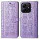 Чехол Embossed Cat and Dog для Xiaomi Redmi Note 14 4G EU Version книжка кожа PU с визитницей фиолетовый - изображение 4