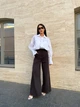 Хлопковая женская рубашка со стильным рукавом молочного цвета 34062 42/46 - изображение 1