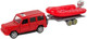 Zestaw zabawek LEAN Toys Wóz Straż pożarna + Auto z napędem + Motorówka z przyczepką Czerwona 13311 (5905323215139) - obraz 4
