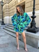 Женский шелковый костюм с кимоно зеленого цвета 33930 46/48 - изображение 1