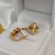 Серебряные серьги 925 в стиле Van Cleef Ван Клиф клевер с алмазной гравировкой в позолоте (СТ-805грп) - изображение 5