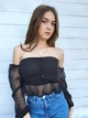 Кроп-топ женский с открытыми плечами в горошок Boohoo Черный 10382-1111 S (42) - изображение 2