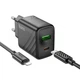 Мережевий Зарядний Пристрій Hoco CS23A 1USB/18W/QC3.0 + 1Type-C/30W/PD + (Type-C - Lightning) (Чорний) - зображення 2