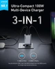 Сетевое зарядное устройство Anker PowerPort GaNPrime 100W 2xUSB Type-C, USB Type-A Silver (A2688341) - изображение 4