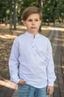 Рубашка для мальчика Varetti (Турция), длинный рукав, лен с хлопком, воротник-стойка Белый 164 - изображение 1