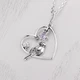 Кулон серебряный в форме сердца с птицей Соловейко Amethyst 925 Zirkon - изображение 1