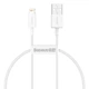 Кабель Baseus Superior Series Fast Charging Data Cable USB to iP 2.4A 0.25m White (CALYS-02) - изображение 1