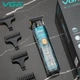 Триммер аккумуляторный VGR V-961 профессиональный, водонепроницаемый, LED-дисплей, 4 насадки, USB зарядка, прозрачный корпус - изображение 6