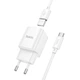 Мережевий Зарядний Пристрій Hoco C145A 1USB/18W/QC3.0 + (USB - Type-C) (Білий) - зображення 3
