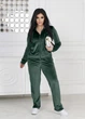 Велюровый спортивный костюм на молнии с капюшоном Q4139 M-L (46-48) Зеленый - изображение 1