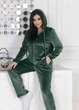 Велюровый спортивный костюм на молнии с капюшоном Q4139 M-L (46-48) Зеленый - изображение 3