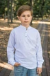 Рубашка для мальчика Varetti (Турция), длинный рукав, лен с хлопком, воротник-стойка Белый 146 - изображение 4