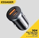 Автомобильное мини зарядное устройство 30 Вт Essager Shang Rul mini USB-A +Type C в прикуриватель 12|24V быстрая зарядка PD 3.0+QC4.0 - изображение 1