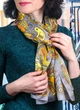 Шарф жіночий з натурального шовку Візерунок "Райські пташки" Срібний 173х40 см sh0029 - изображение 1