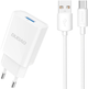 Мережевий зарядний пристрій Dudao A4EU USB-A 2.1A + кабель USB-A - USB-C White (6976625331970) - зображення 1