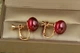 Серьги клипсы Xuping Jewelry шарики красный перламутр 1,6 см золотистые - изображение 2