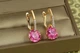 Сережки Xuping Jewelry Стрілка з родієм із великим рожевим каменем 2,7 см золотисті - зображення 2