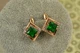 Сережки Xuping Jewelry ромбік з зеленим каменем 1,4 см золотисті - зображення 1