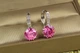 Серьги Xuping Jewelry с большим розовым камнем и круглой застежкой 2 см серебристые - изображение 2