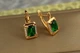 Серьги Xuping Jewelry фейлетон с зеленым камнем 1,5 см золотистые - изображение 2