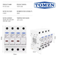 Держатель четырехполюсный плавкого предохранителя TOMZN TOPV-32 4P 1100V DC с LED-индикатором для солнечных панелей - изображение 6