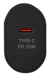 Мережевий зарядний пристрій SBS 25W PD USB-C Black (TETR1CPD25) - зображення 2