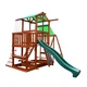 Детский деревянный игровой комплекс SportBaby Babyland-9 для дачи с горкой 3 м, качелями, домиком и скалодромом, длина 7 м (SB-1900) - изображение 5