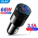 Быстрое автомобильное зарядное устройство от прикуривателя OLAF 66W 1 USB + 1 Type-C PD для планшетов, смартфонов Apple iPhone, iPad, MacBook, Huawei, Honor, Xiaomi, Samsung, OPPO, Redmi, Realme 565 - изображение 1