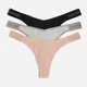 Набор трусиков танга женских хлопковых Calvin Klein Underwear 118268405 XL 3 шт Бежевый/Серый/Черный (1159841588) - изображение 1