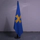 Флаг Полтавской области вышит, уличный, из непросвечивающейся плотной ткани, 95x140 см, размер вышивки 45*45см. - изображение 1