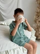 Детская муслиновая пижама шорты+рубашка короткий рукав VIVA от COSY 140-146 см , эвкалипт VIMUЕ5257 - изображение 4