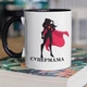 Кружка керамічна подарункова для мами з написом "СуперМама" 330 мл для напоїв біла з чорною ручкою - зображення 1