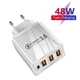 Сетевое зарядное устройство, блок питания 48 Вт, 2 USB + QC 3.0 + Type-C PD 20 Вт, адаптер для зарядки, белый - изображение 1
