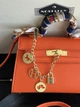 Сумка Hermes Kelly с платком оранжевый - изображение 3