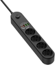 Przedłużacz listwy zasilającej ColorWay 4 gniazda/4 USB (typ C PD20W + 3 USB QC3.0) (45 W) 2 m czarny (CW-CHE44PDB) - obraz 1