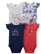 Набор слипов боди с коротким рукавом Carters на 6-9 мес 68 рост набор 5 шт синий с красним - изображение 2