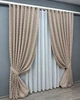 Комплект штор VR-Textil Лен Букле 150х270 2шт и Тюль 400х270 1813ш-115т Пудровый с белым 71-039/3 - изображение 2