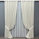 Комплект штор VR-Textil Лен Букле 150х270 2шт и Тюль 400х270 1815ш-115т Молочный с белым 71-045/3 - изображение 1