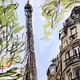 Постер Эйфелева Башня и парижская улица, Париж, Paris, France, A2 60×43 см (id3714) - изображение 2
