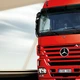 Постер Грузовик Мерседес красный на мосту, Mercedes, A3 30×42 см (id3997) - изображение 2