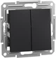 Вимикач 2-клавішний кнопковий Schneider Electric Asfora самозажимний Антрацит EPH1100171 - изображение 1